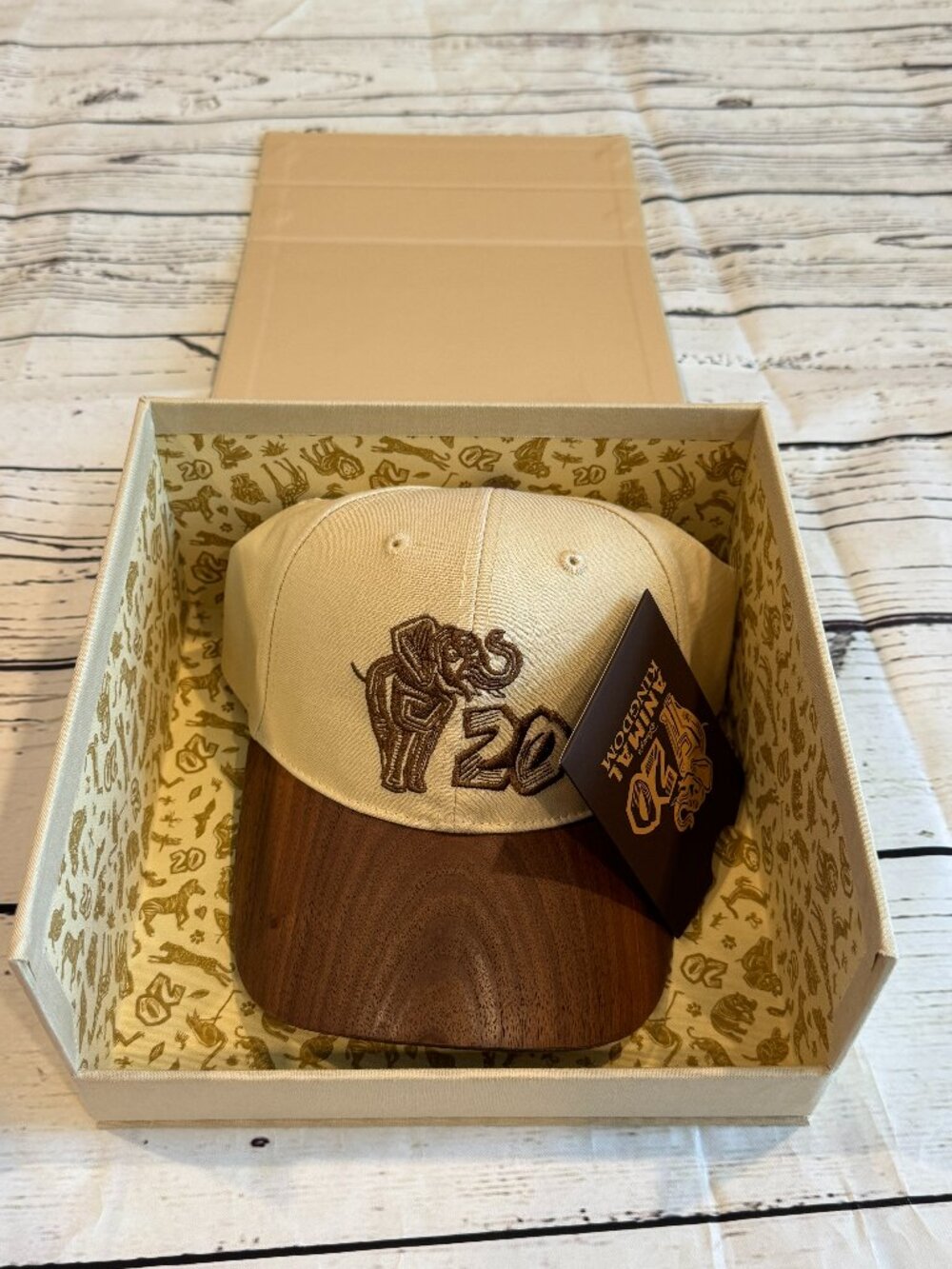 Disney Parks Animal Kingdom 20th Anniversary Limited Release Wood Bill Ball Cap